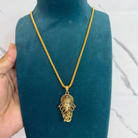 Ganesha Pendant With Snake Chain (Gold)
