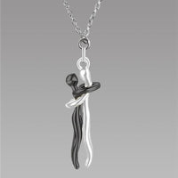 Silver and Black Hug Couple Chain Pendant